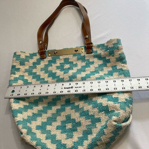 Patricia Nash Chennai Hand Loomed Blue White Large Tote Purse Handbag - Picture 4 of 10